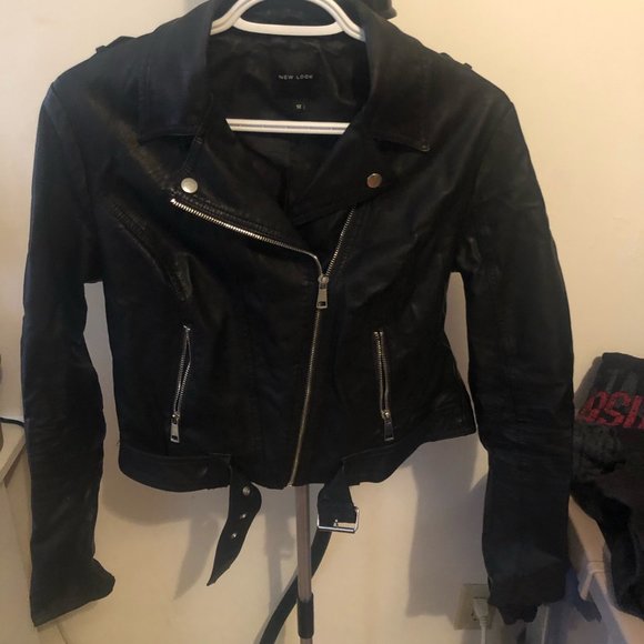 ASOS Black Biker Leather Jacket - Picture 2 of 6